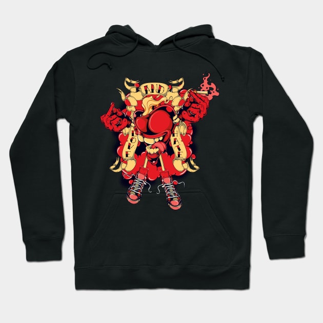 Rude Love & Hate Heart Monster Hoodie by JakeRhodes